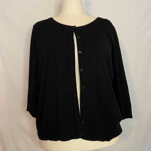 Sejour Sweaters - Sejour Black 3/4 Sleeve Cardigan Sweater Plus Size 2X